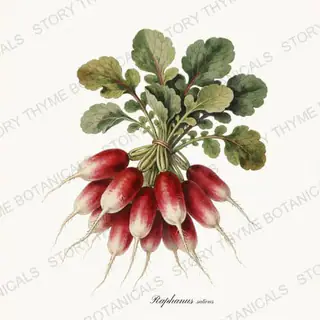 French Radish — vintage botanical Roots & Alliums print on a white background
