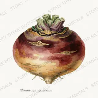 Rutabaga — vintage botanical Roots & Alliums print on a white background