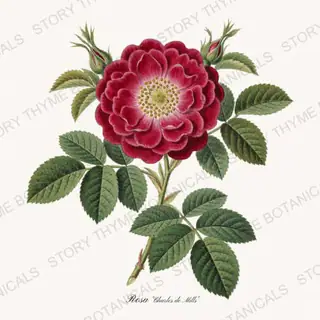 Charles de Mills — vintage botanical Heirloom Roses print on a white background