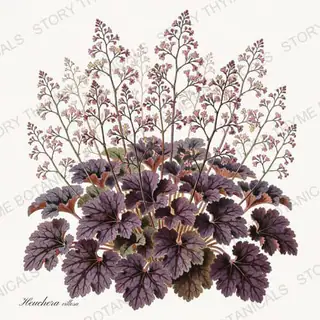 Coral Bells — vintage botanical Shade Garden print on a white background