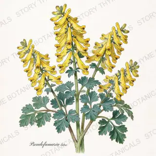 Corydalis — vintage botanical Shade Garden print on a white background