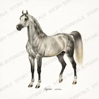 Arabian — vintage botanical The Stable print on a white background
