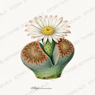 Lithops — vintage botanical Succulents Vol. 2 print on a white background