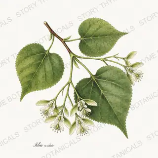 Linden — vintage botanical Tea Herbs print on a white background