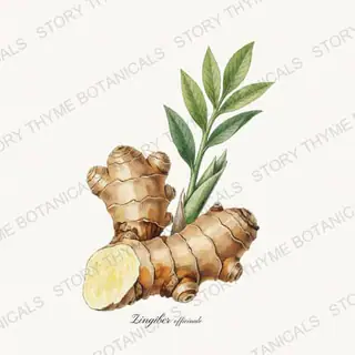 Ginger — vintage botanical Tea Herbs print on a white background