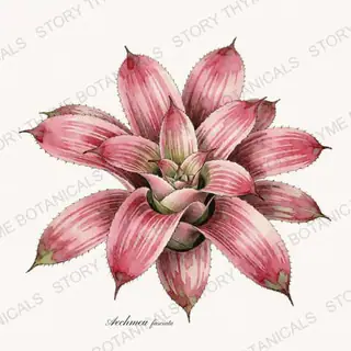 Bromeliad — vintage botanical Tropical Plants print on a white background