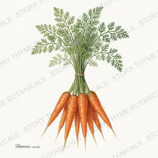 Carrots — vintage botanical Vegetables Vol. 1 print on a white background