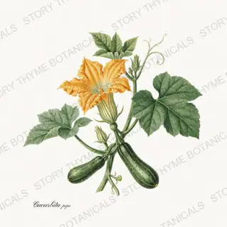 Squash Blossom — vintage botanical Vegetables Vol. 1 print on a white background