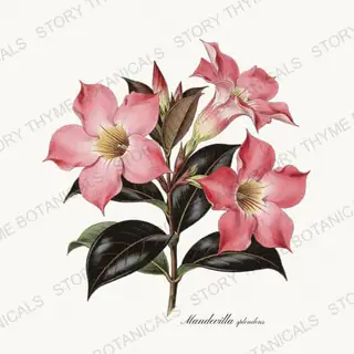Mandevilla — vintage botanical Vines & Climbers print on a white background