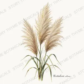 Pampas Grass — vintage botanical Wildflowers & Meadow print on a white background