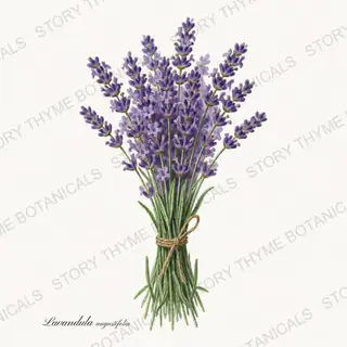 Lavender — vintage botanical Wildflowers & Meadow print on a white background