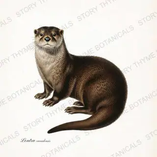 River Otter — vintage botanical Woodland Lodge print on a white background