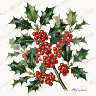 Holly — vintage botanical Christmas Botanicals print on a white background
