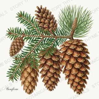Pinecones — vintage botanical Christmas Botanicals print on a white background