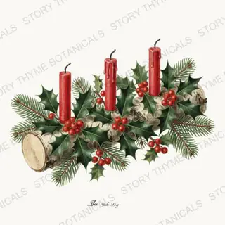 Yule Log — vintage botanical Christmas Botanicals print on a white background